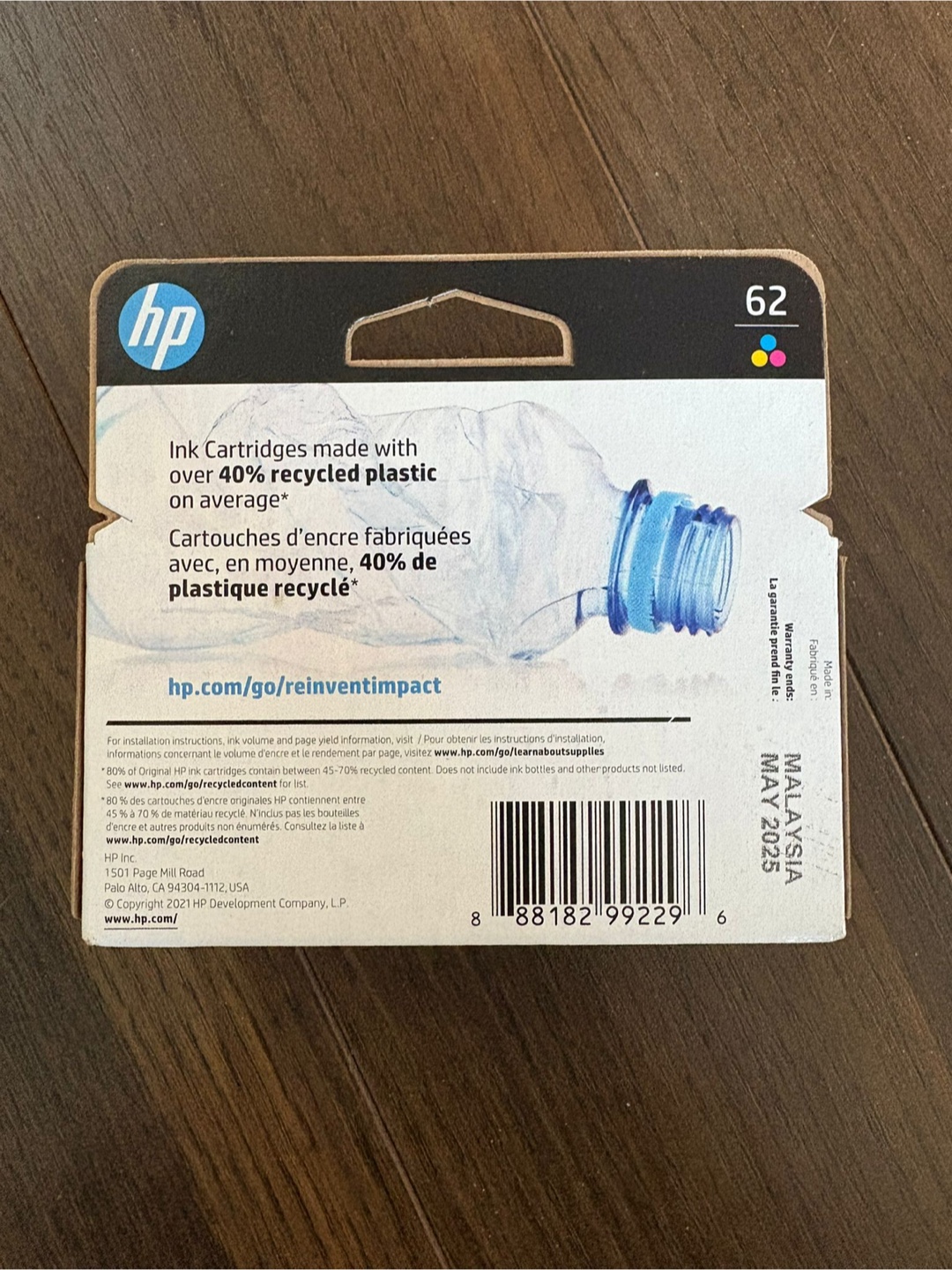 HP 62 Tri-colour Ink Cartridge - photo 2