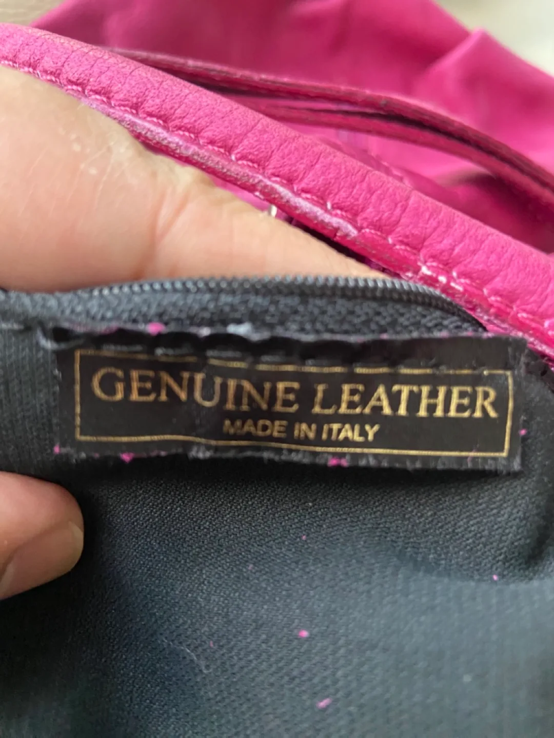 Fuchsia Pink Mini Leather Drawstring Bag image indicator(6)