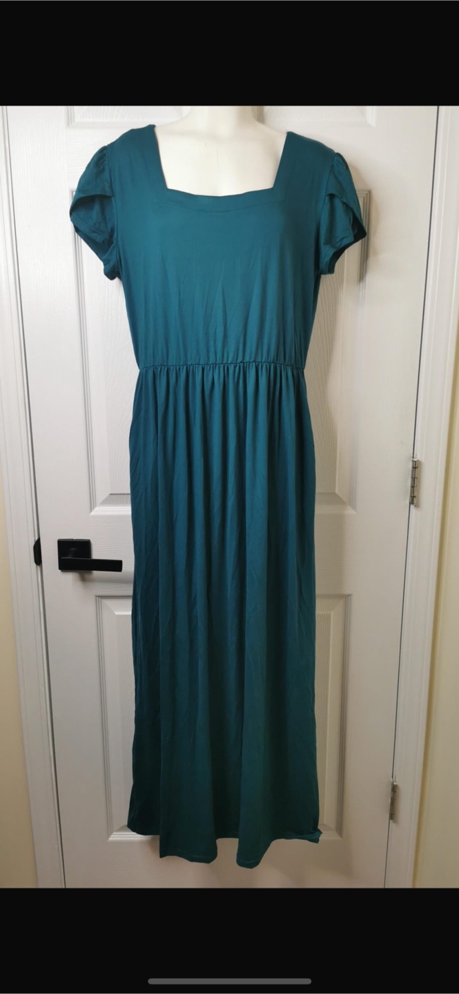 NEW! Square Neck Teal Maxi Dress with Pockets - photo 5