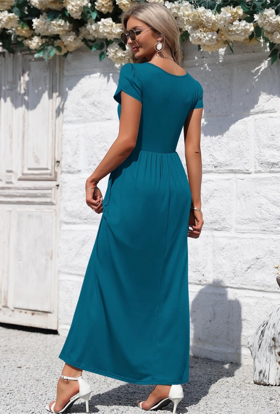 NEW! Square Neck Teal Maxi Dress with Pockets - photo 3