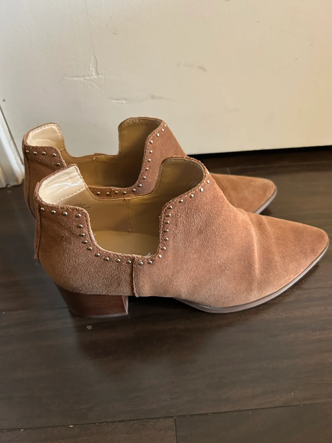 Brown Suede Ankle Boots with Studs thumbnail