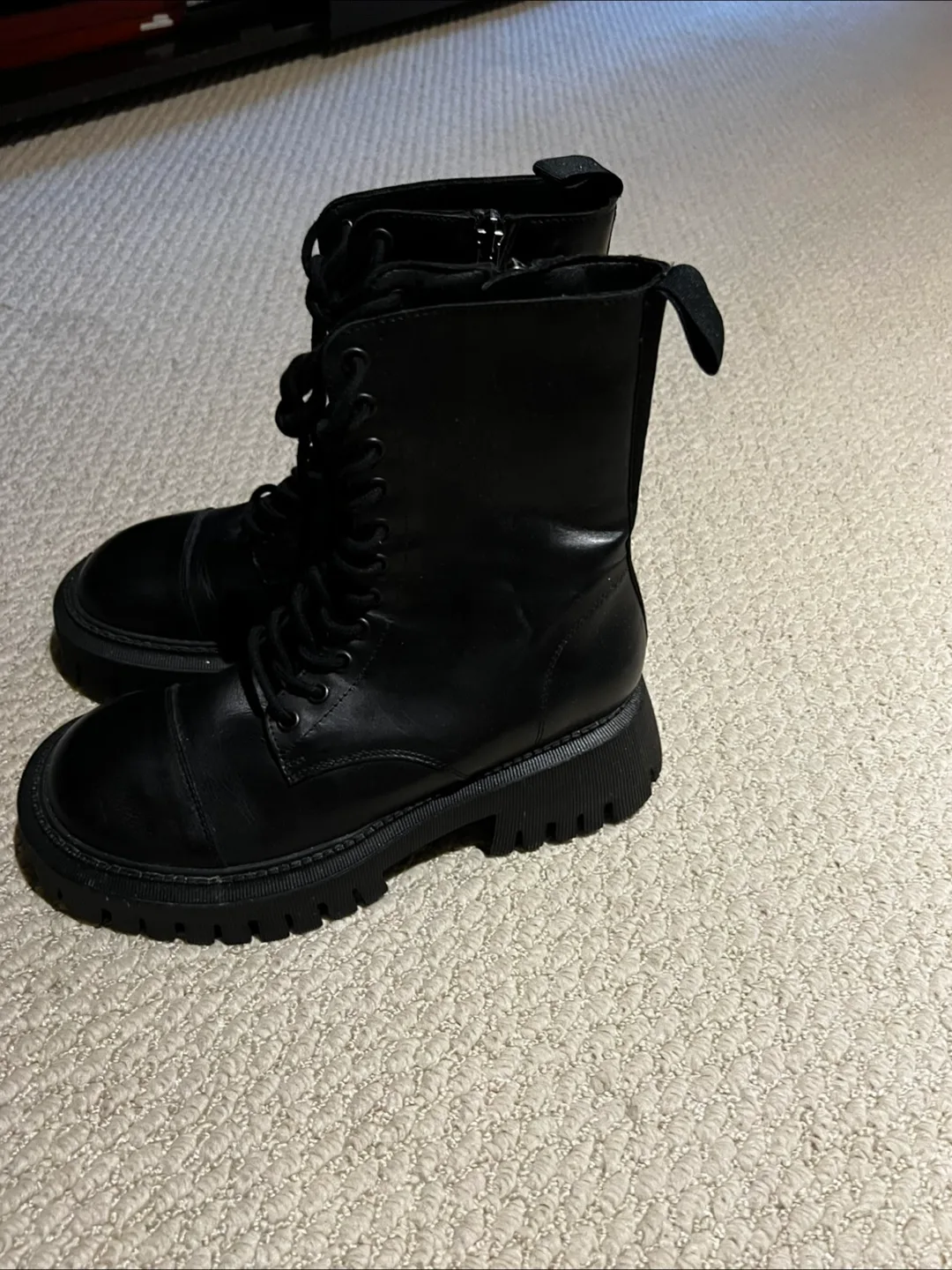 Black Leather Lace-Up Platform Boots image indicator(3)