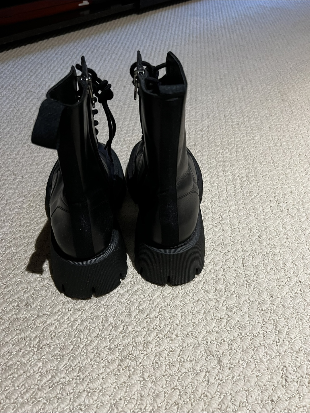 Black Leather Lace-Up Platform Boots - photo 2