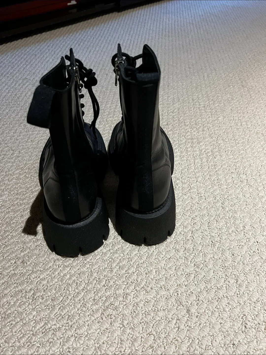 Black Leather Lace-Up Platform Boots image indicator(2)