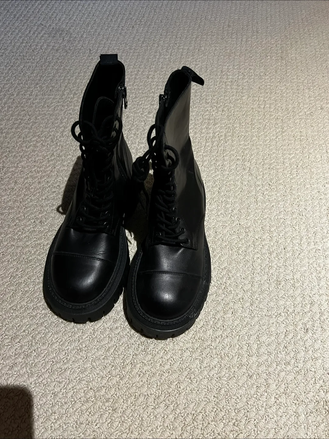Black Leather Lace-Up Platform Boots image indicator(4)