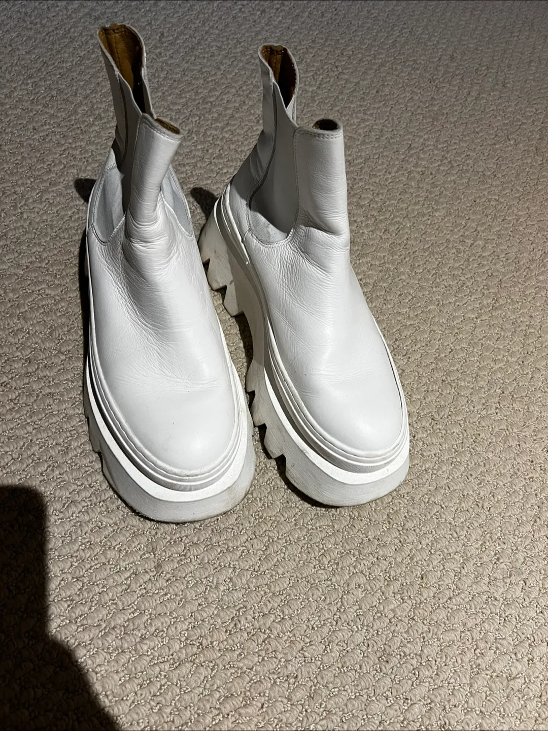 White Leather Platform Chelsea Boots thumbnail