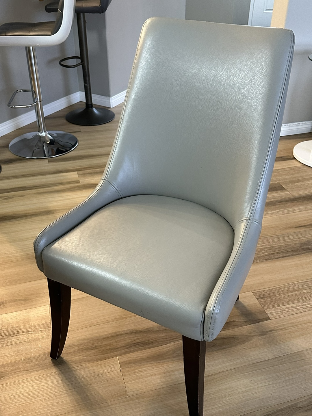 Grey Leather Dining Chair (pair)