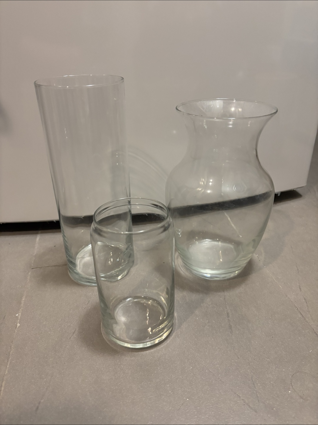 Set of 3 Clear Glass Vases