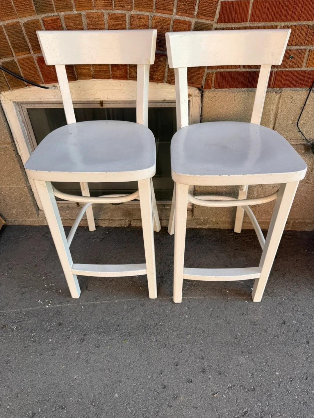 Two painted white wooden stools thumbnail