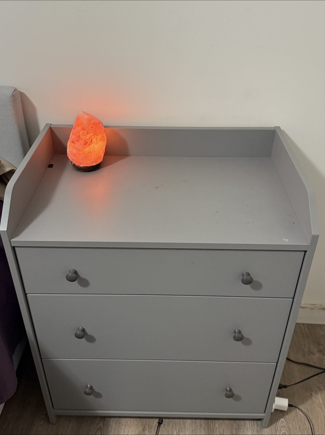 Grey Three-Drawer Dresser
