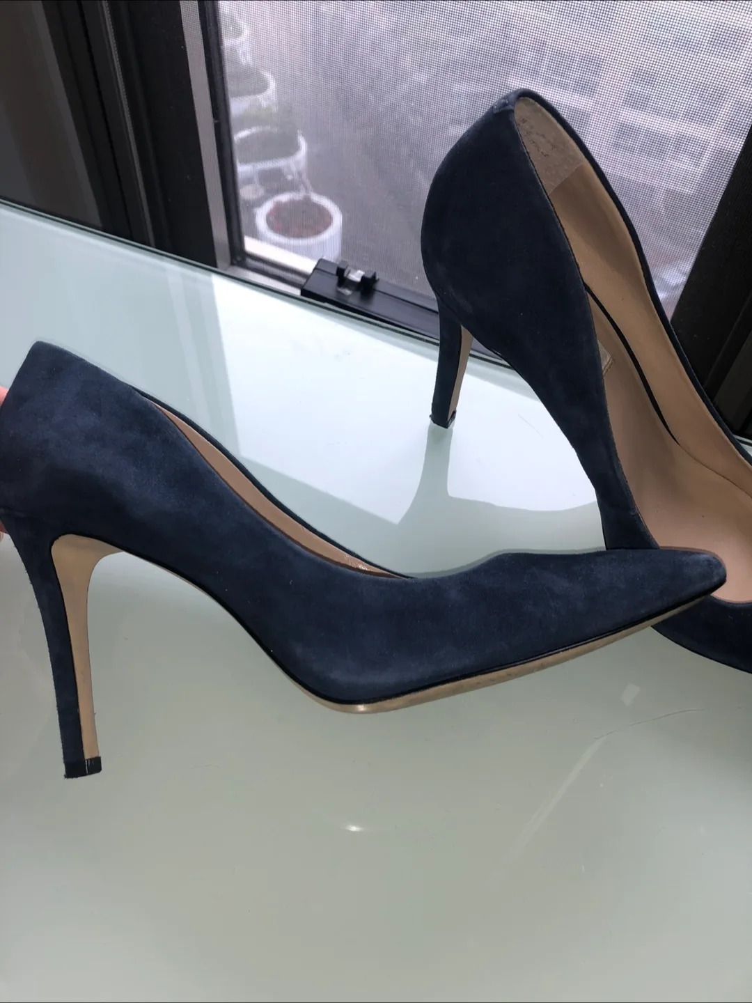 Saks Fifth Avenue Navy Suede Stilettos image indicator(2)