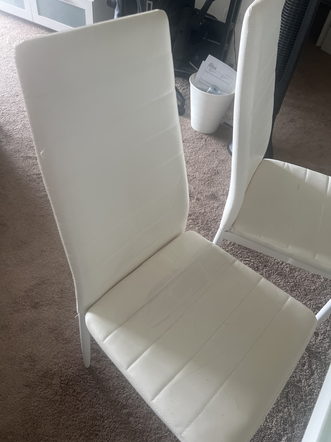 White Glass-Top Dining Table with Six Chairs - photo 4