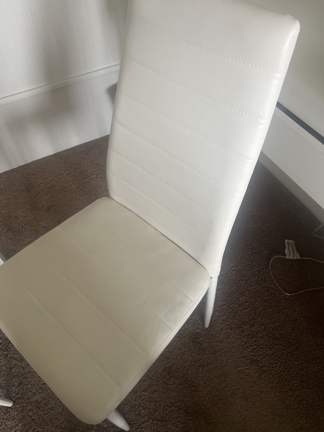 White Glass-Top Dining Table with Six Chairs - photo 5