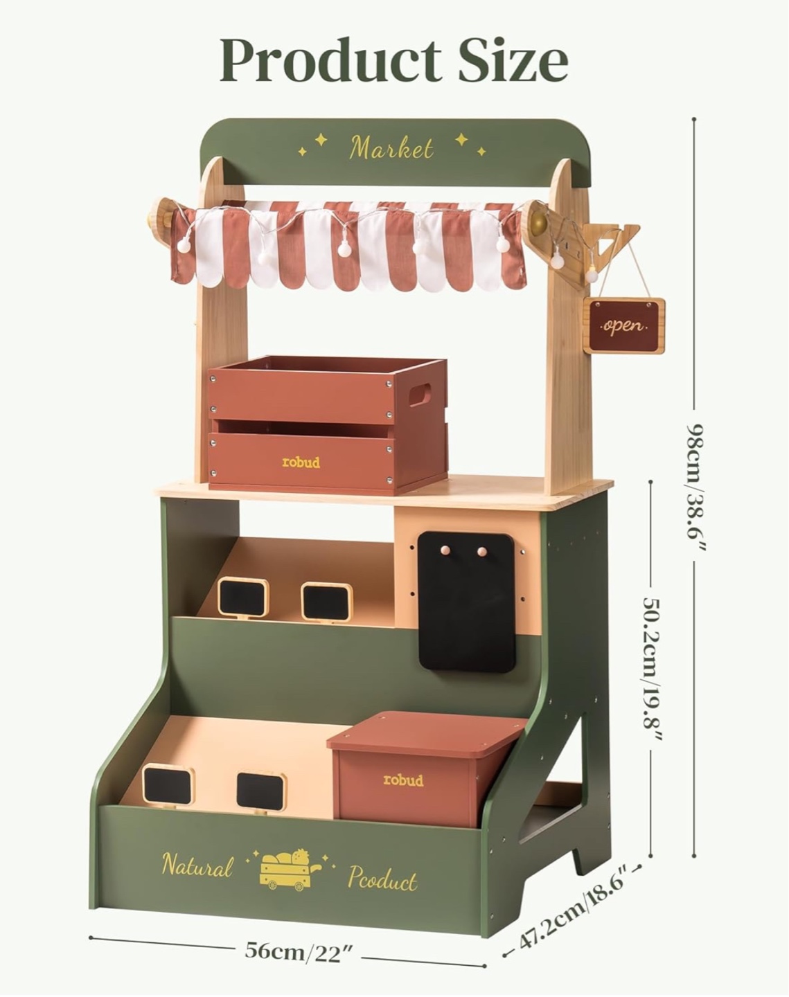 Brand new Kids Wooden Market Play Stand Toy
