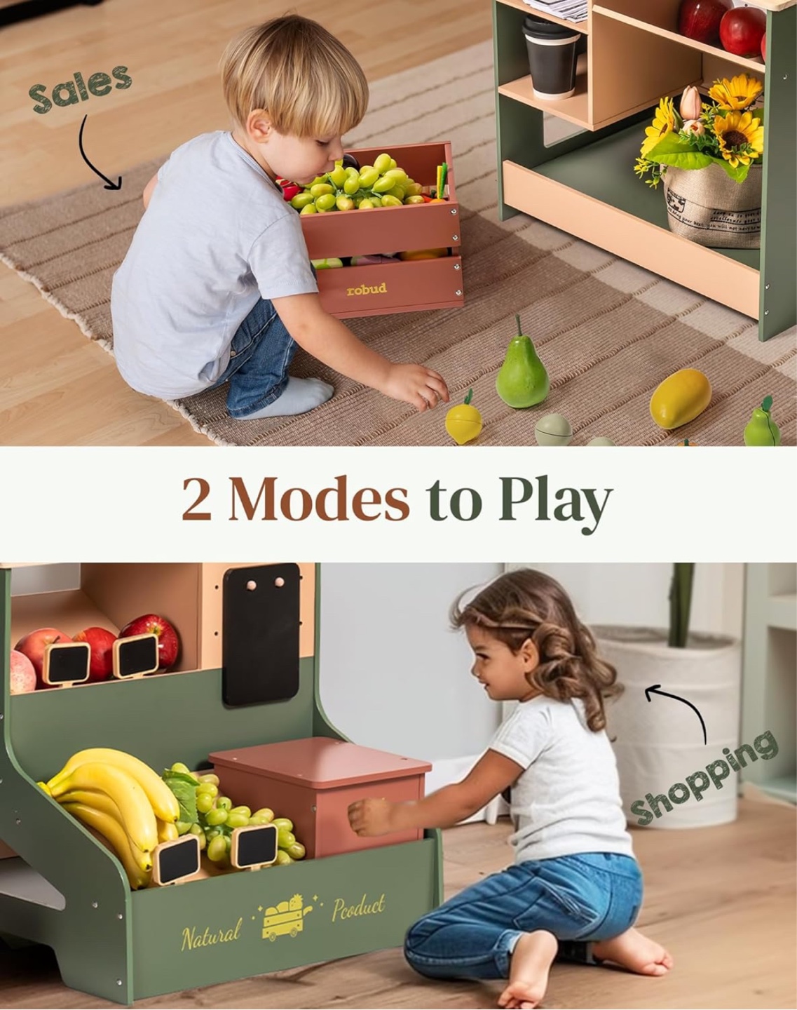 Brand new Kids Wooden Market Play Stand Toy - photo 4
