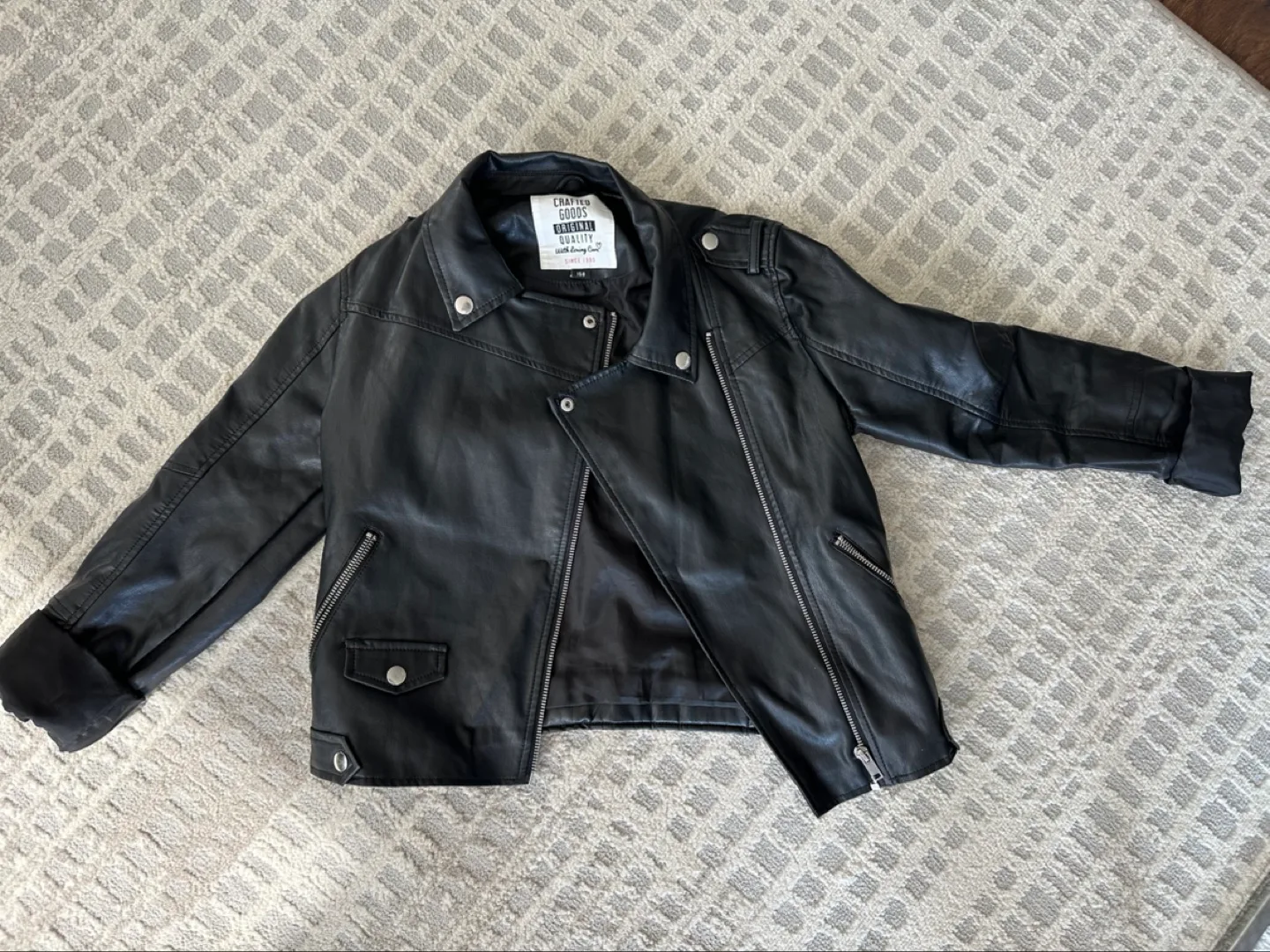 Black Faux Leather Jacket image indicator(2)