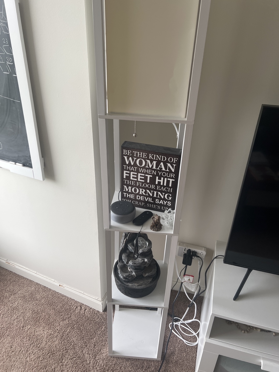 White Floor Lamp with Shelves