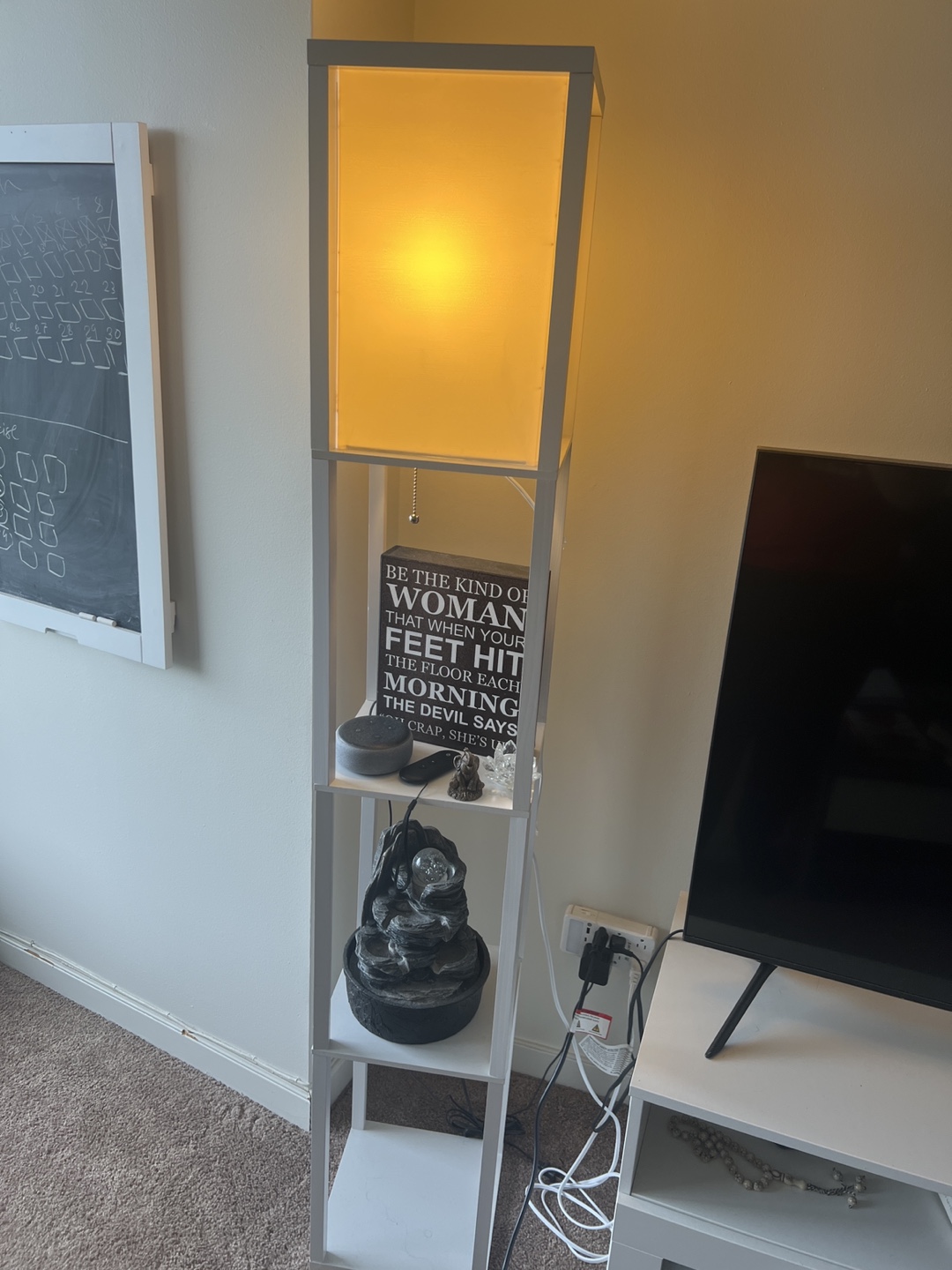 White Floor Lamp with Shelves - photo 3