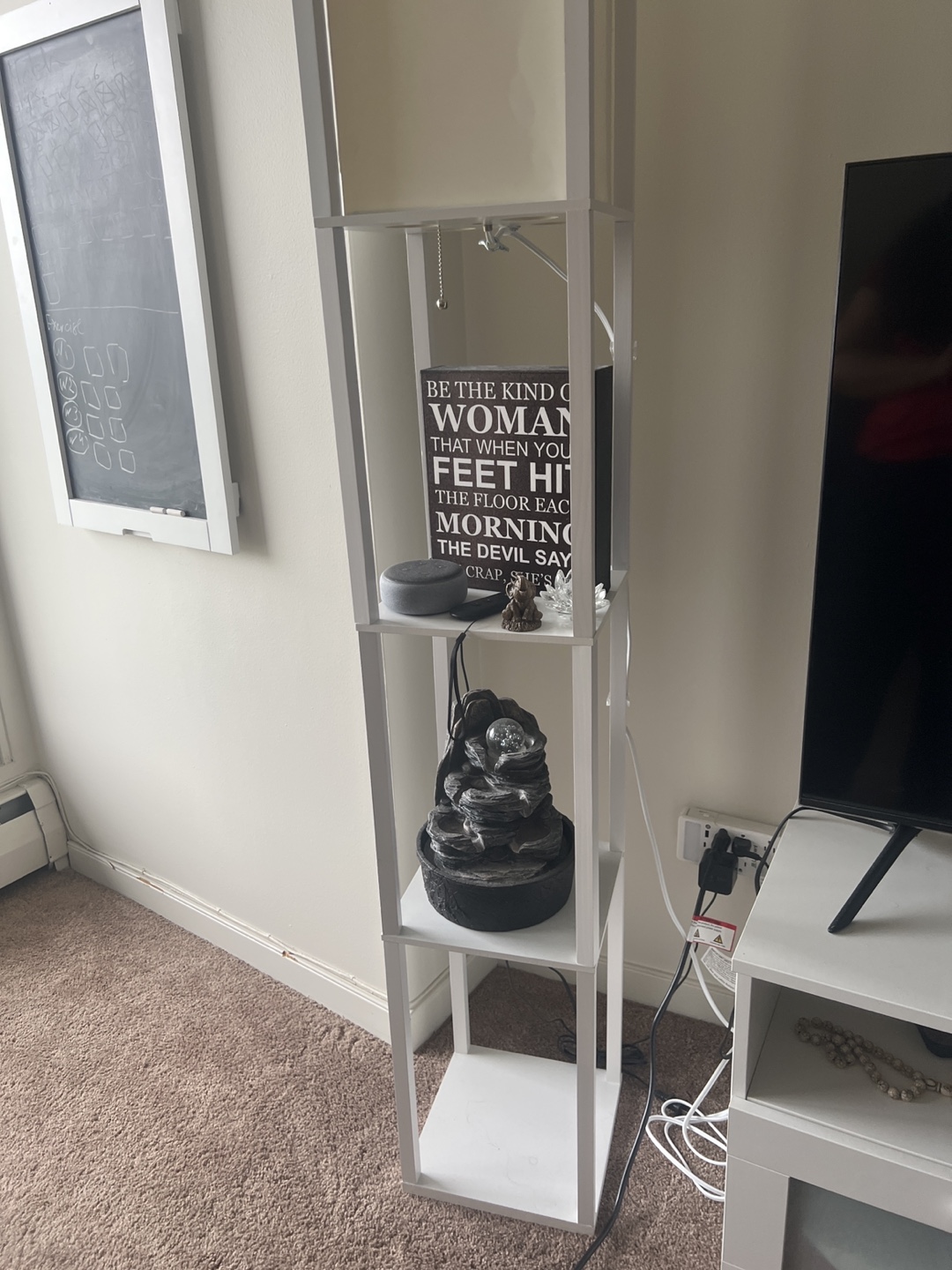 White Floor Lamp with Shelves - photo 2