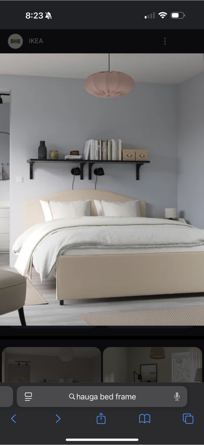 IKEA HAUGA Beige Upholstered Bed Frame