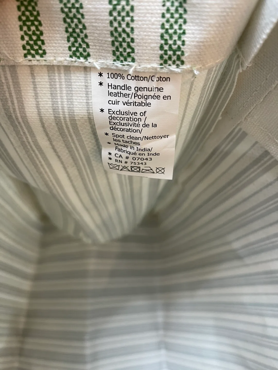 Striped Tote Bag with Leather Handles image indicator(2)