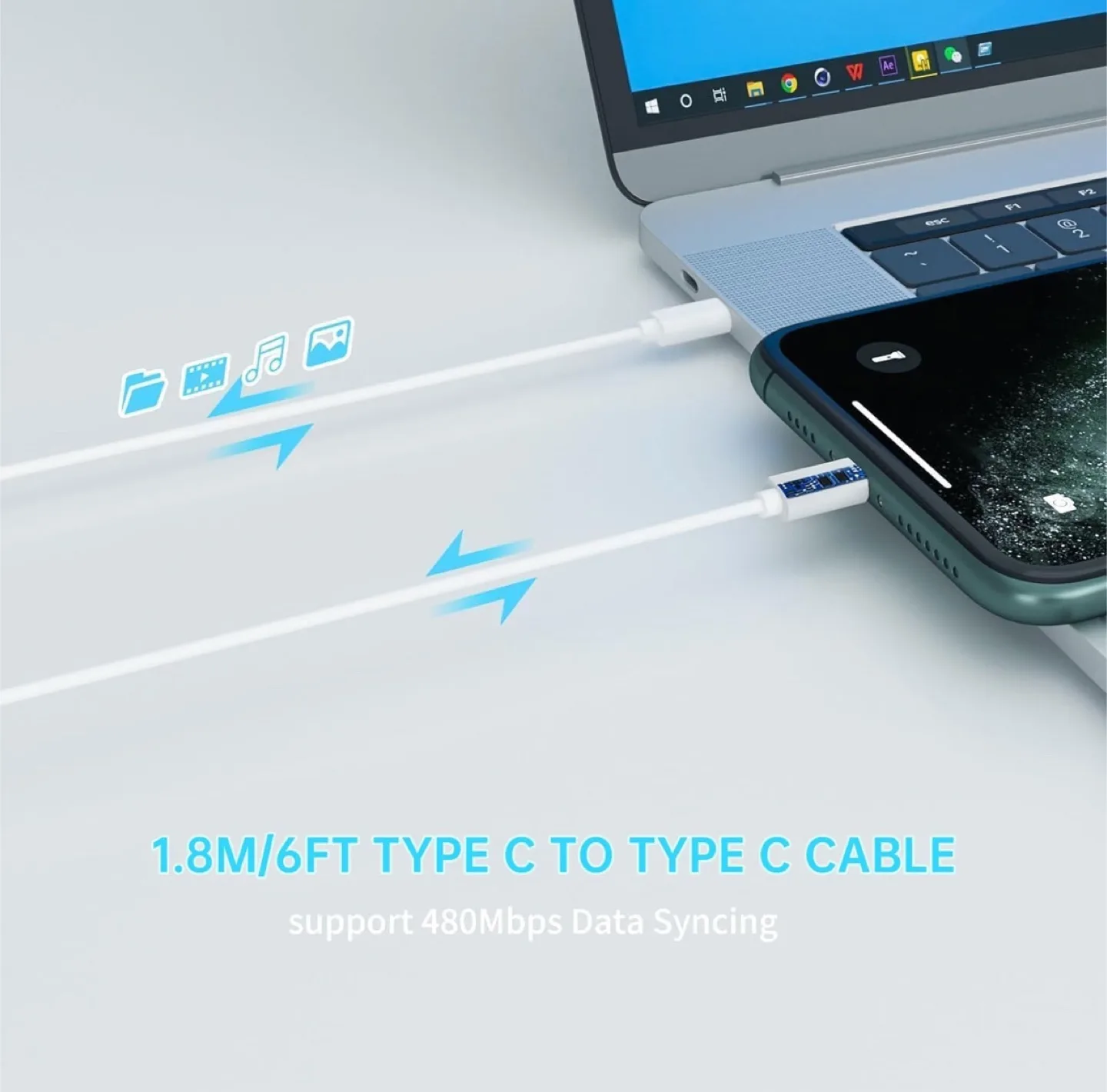 140W C to C Super Fast Charger 7.2 ft image indicator(3)