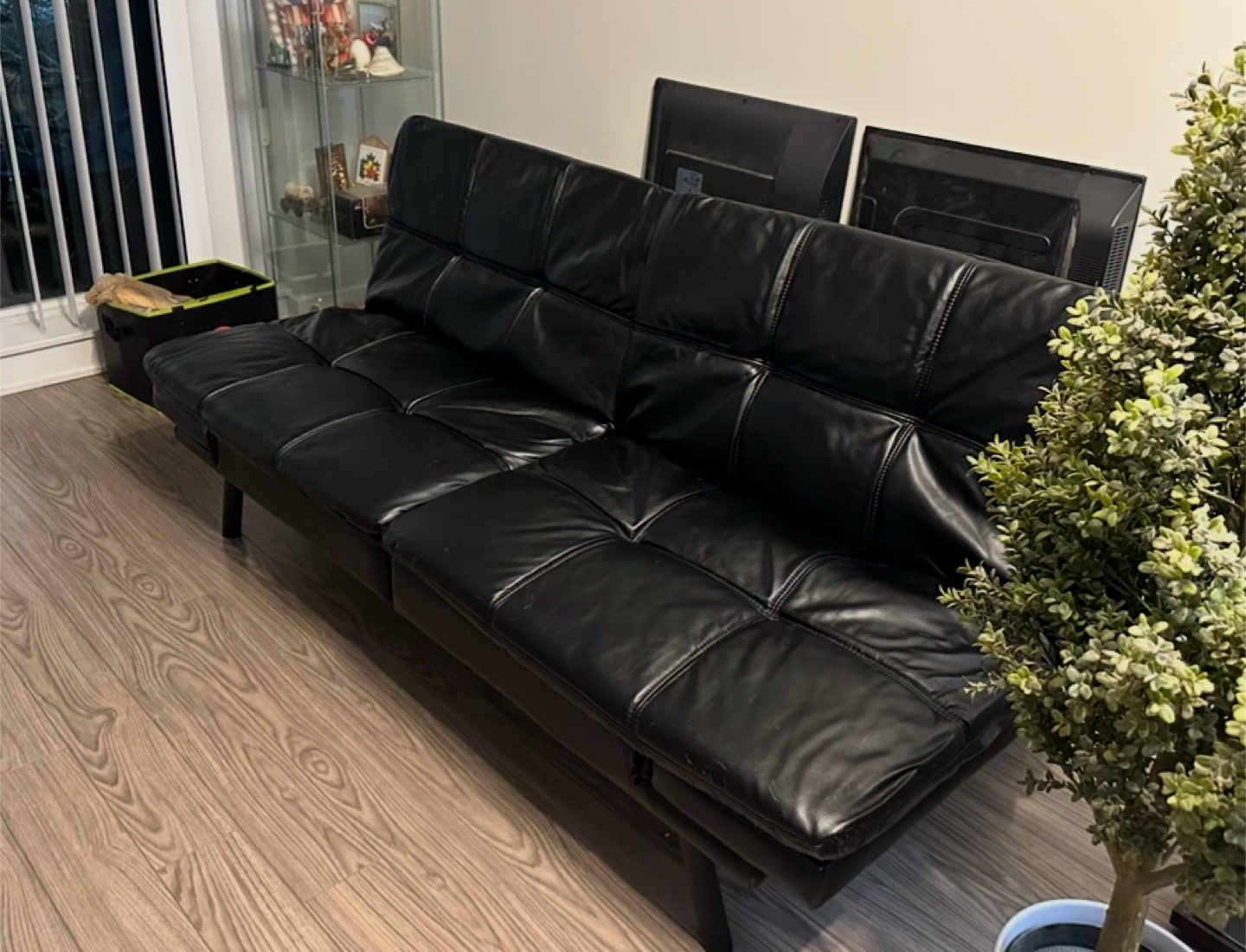 Black Faux Leather Futon Sofa Bed