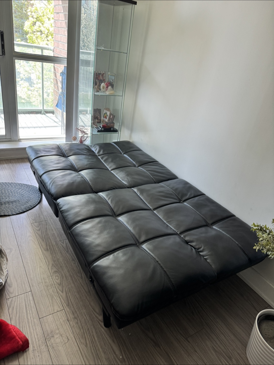 Black Faux Leather Futon Sofa Bed - photo 3