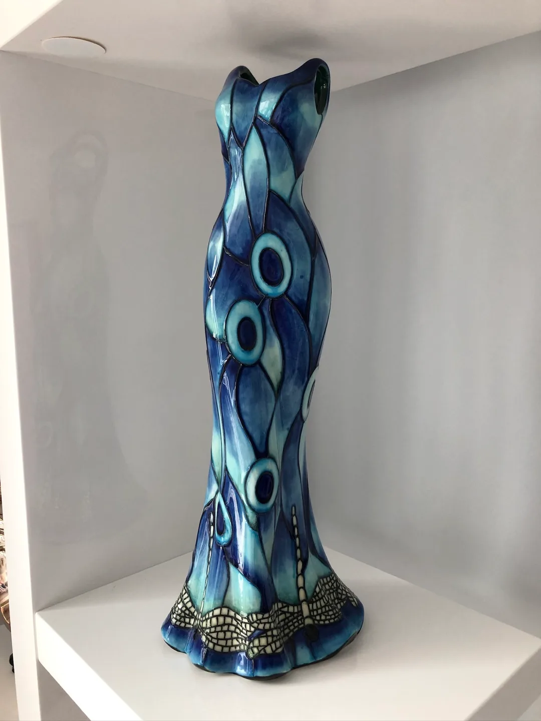 Stunning Blue Dress-Shaped Ceramic Vase thumbnail