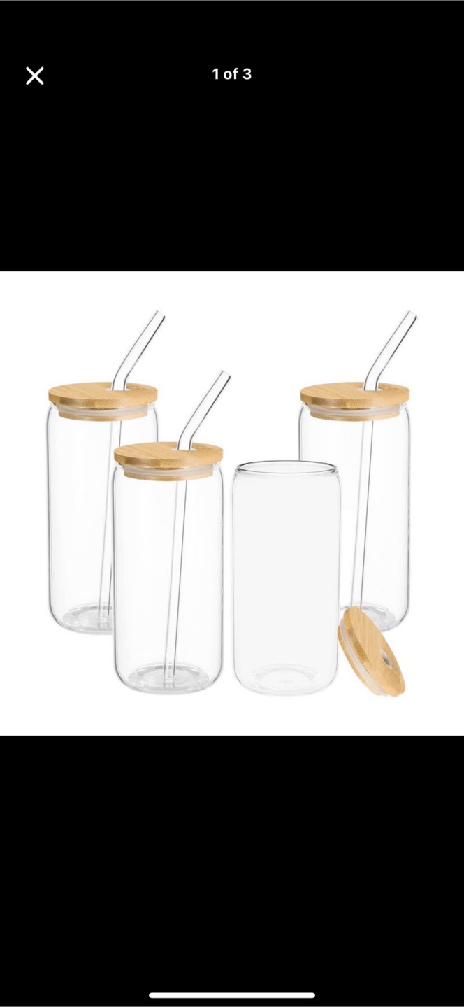 Glass Jars with Bamboo Lids and Straws