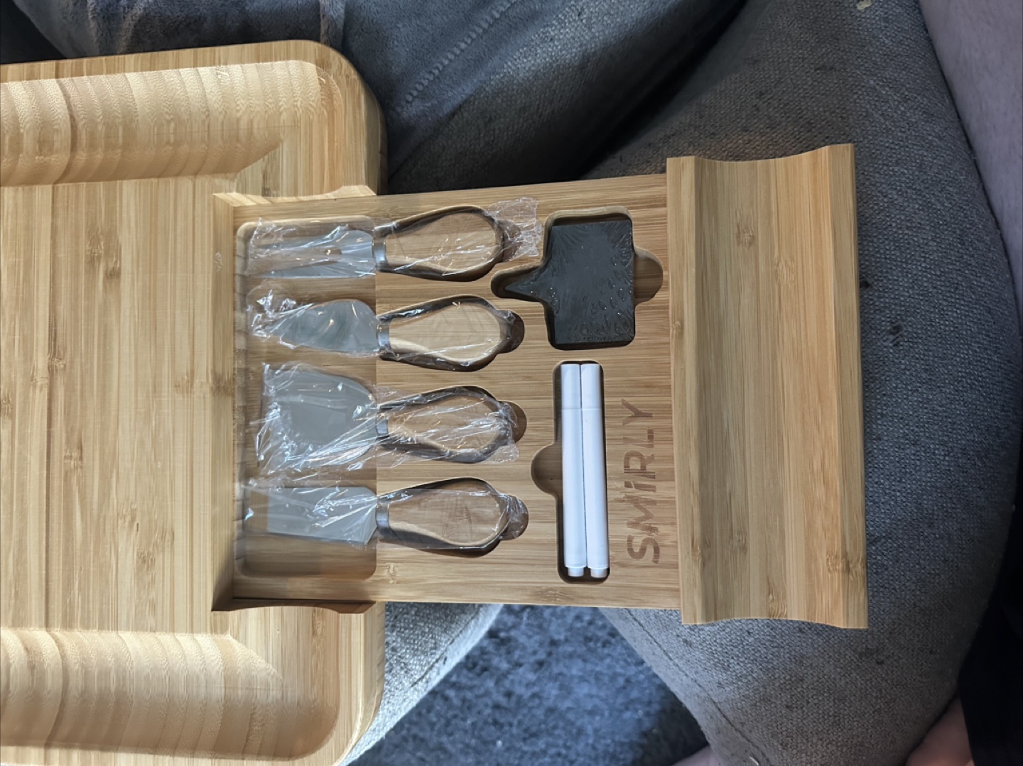 Smirly Bamboo Cheese Board and Serving Platter Set - photo 4