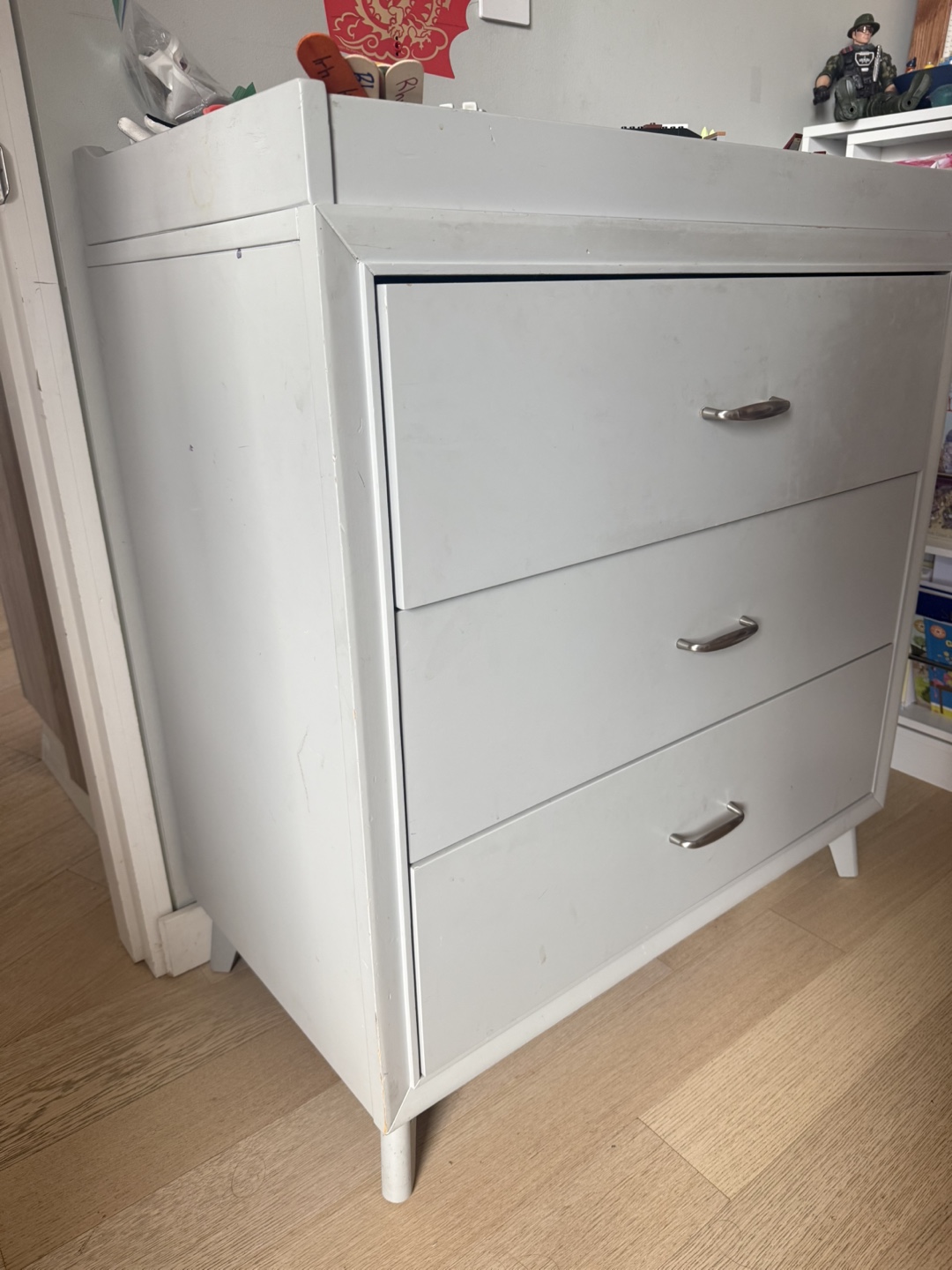 Grey 3-Drawer Dresser + Changing Table - photo 2