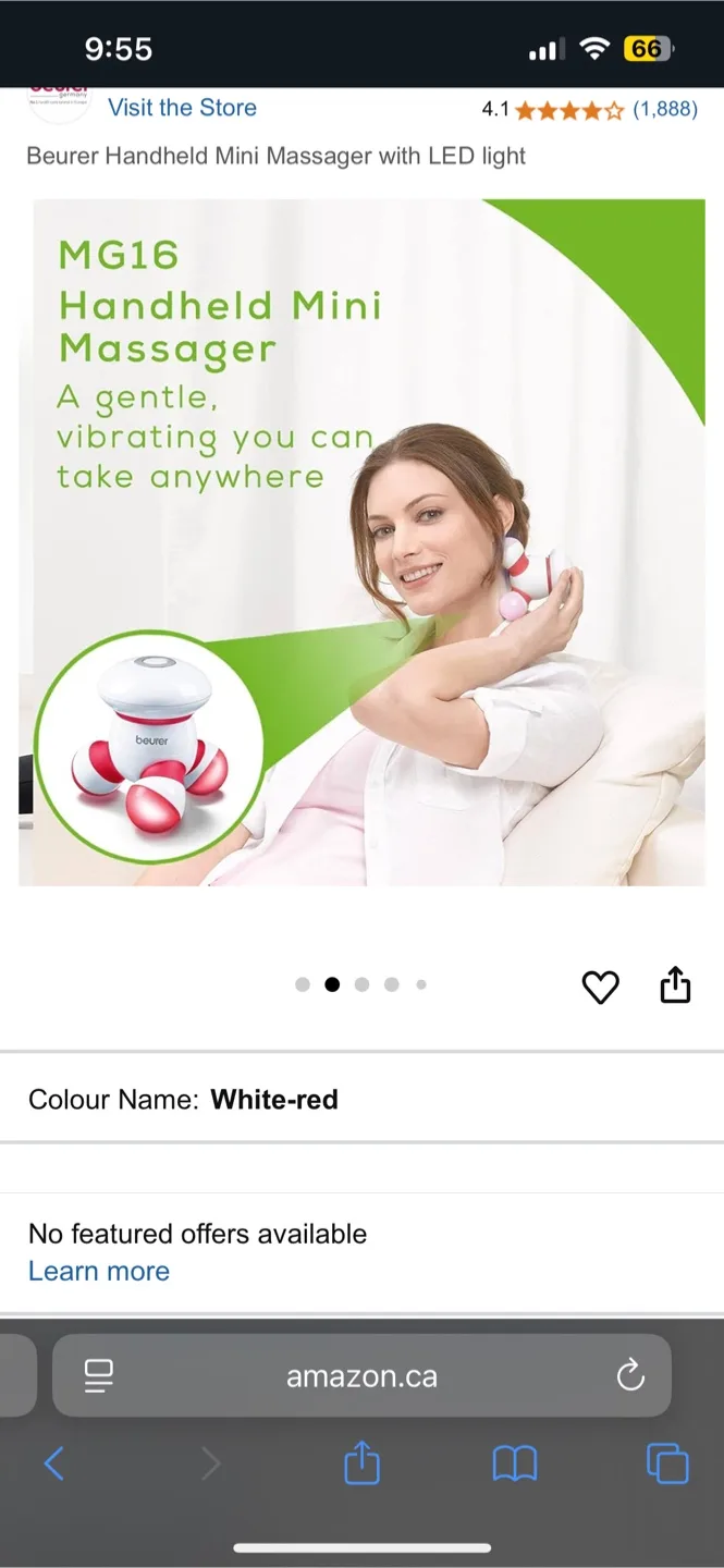 Beurer MG16 Handheld Mini Massager - White-Red image indicator(3)