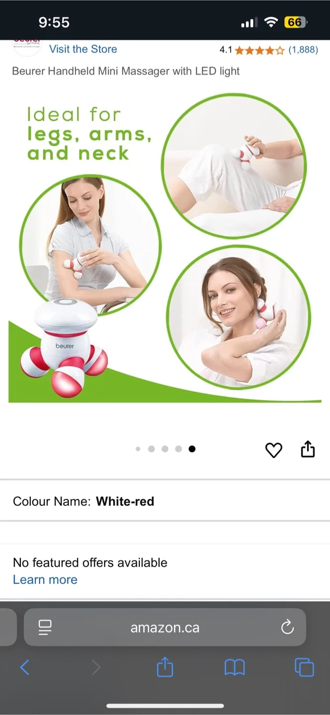 Beurer MG16 Handheld Mini Massager - White-Red image indicator(4)