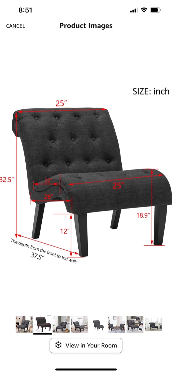 Dark Gray Button Tufted Accent Chair
