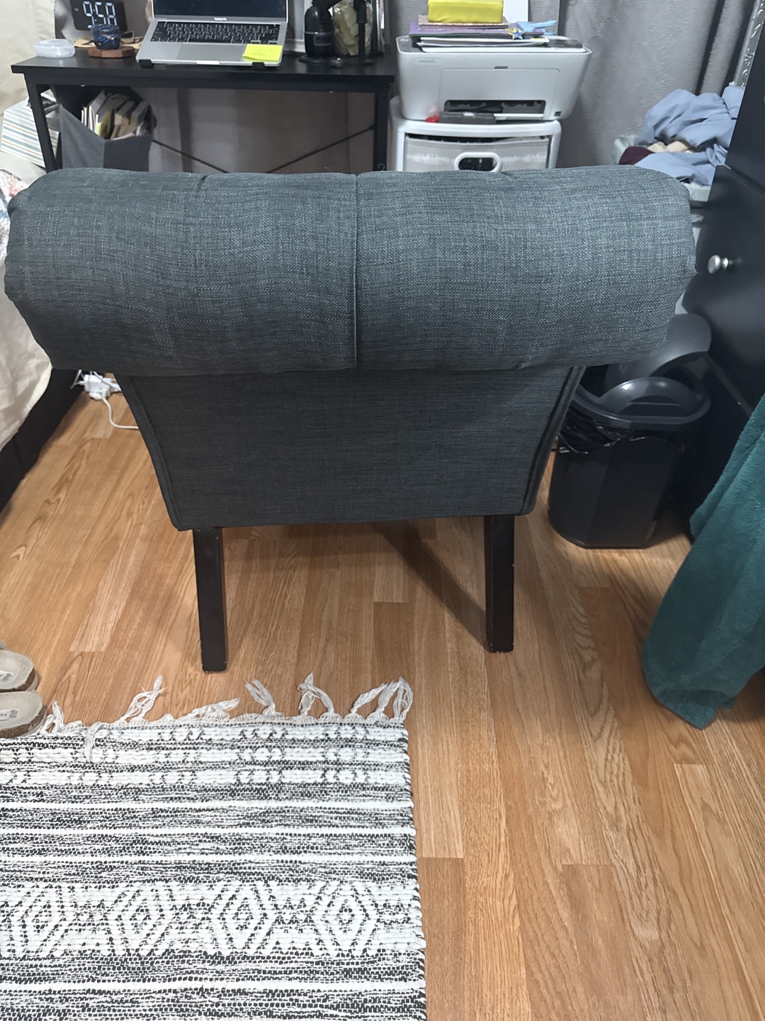 Dark Gray Button Tufted Accent Chair - photo 3