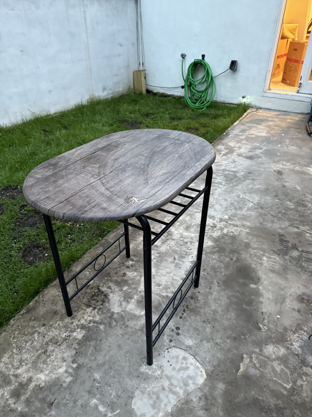 Small Wood-Look Top Metal Frame Table - photo 2