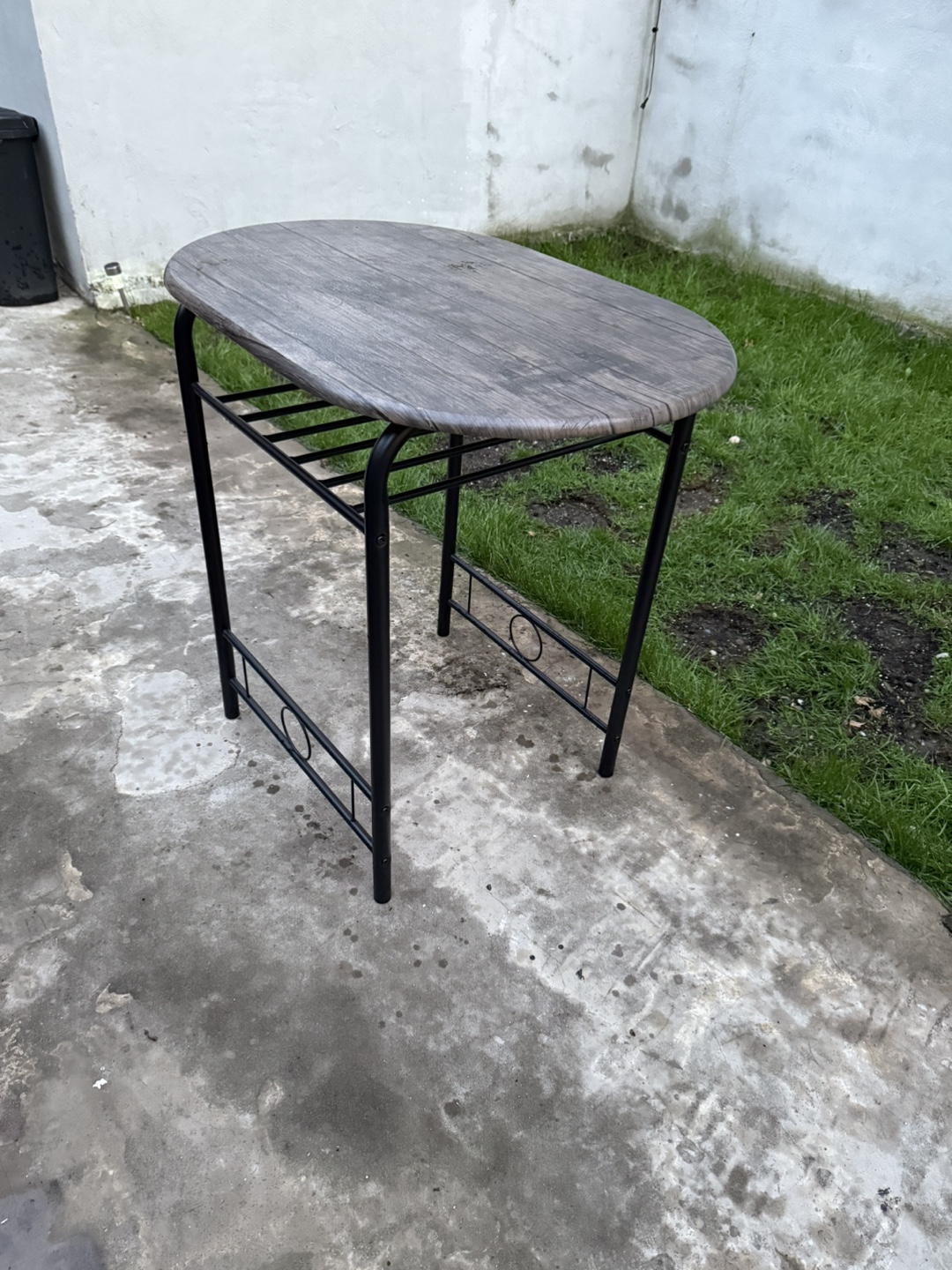 Small Wood-Look Top Metal Frame Table
