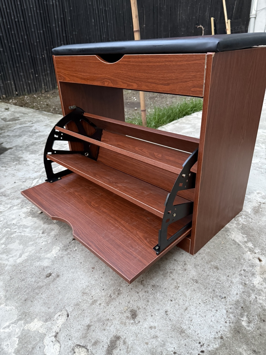 Shoe Storage Bench with Flip-up Shelves