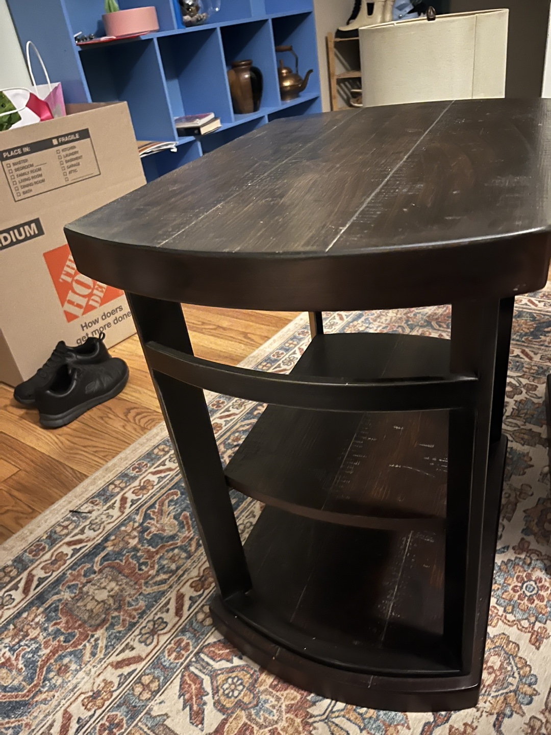 Dark Brown Wood Coffee Table and Two End Tables Set - photo 4