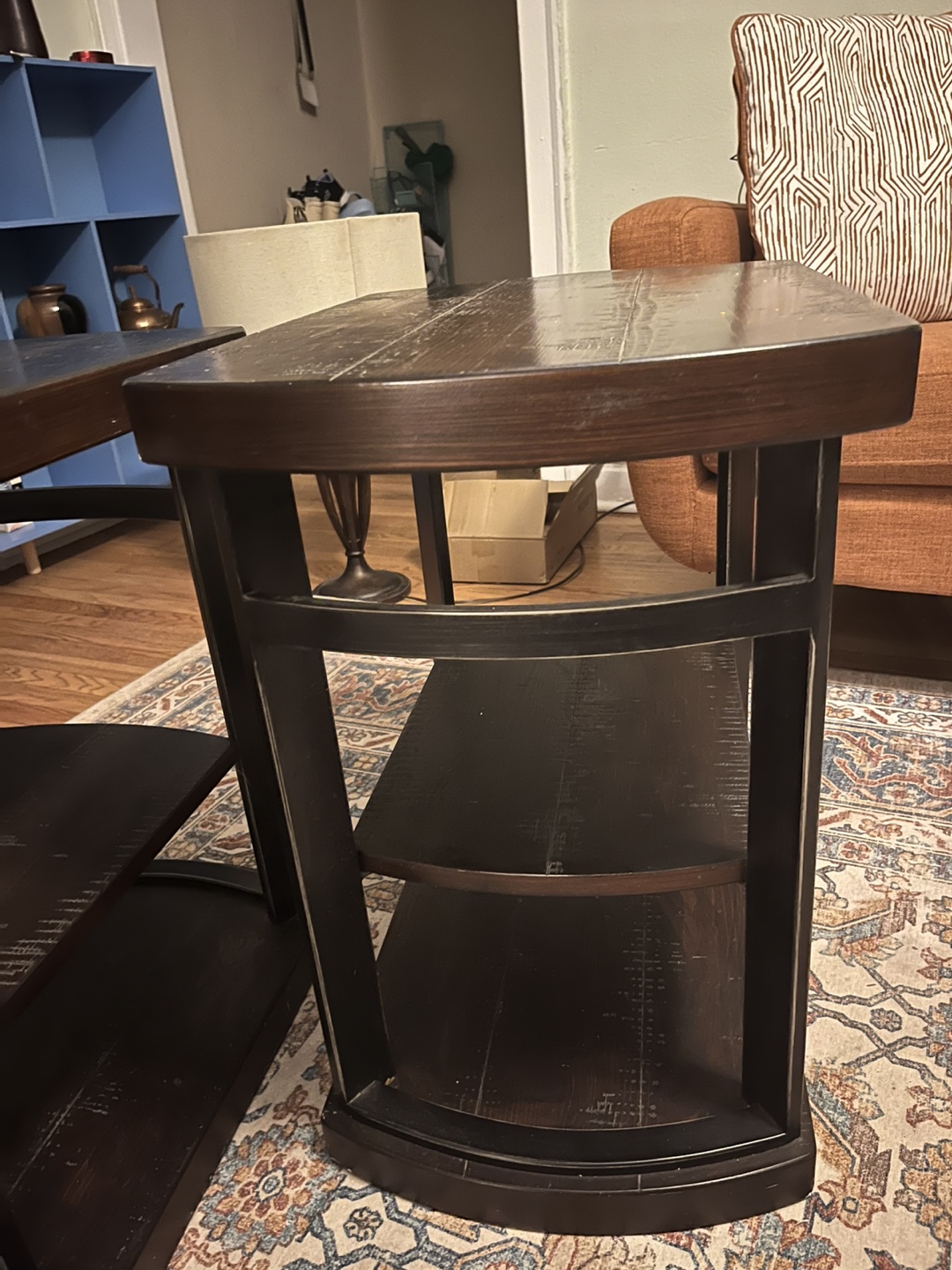 Dark Brown Wood Coffee Table and Two End Tables Set - photo 5