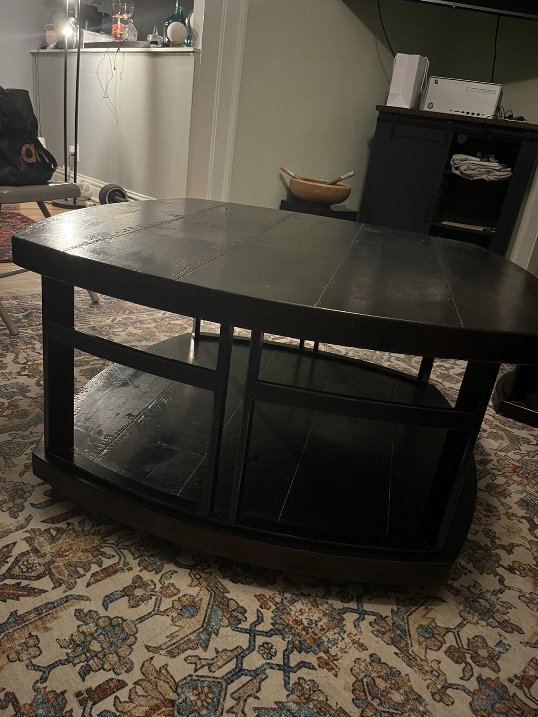 Dark Brown Wood Coffee Table and Two End Tables Set