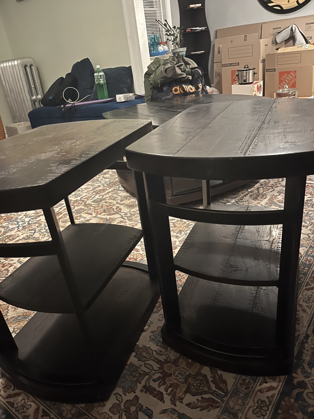 Dark Brown Wood Coffee Table and Two End Tables Set - photo 2