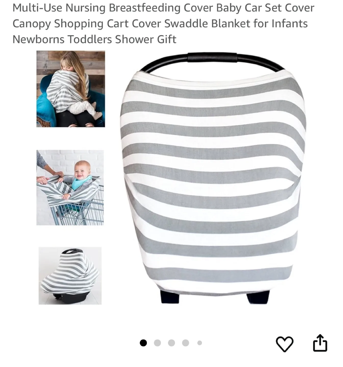 Happy Moments All-in-One Multi-Use Baby Cover - Grey Stripes image indicator(3)