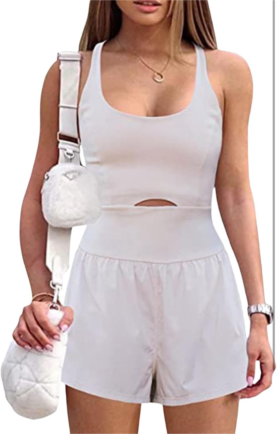 NEW! Women's White Cut-Out Activewear Romper - photo 2