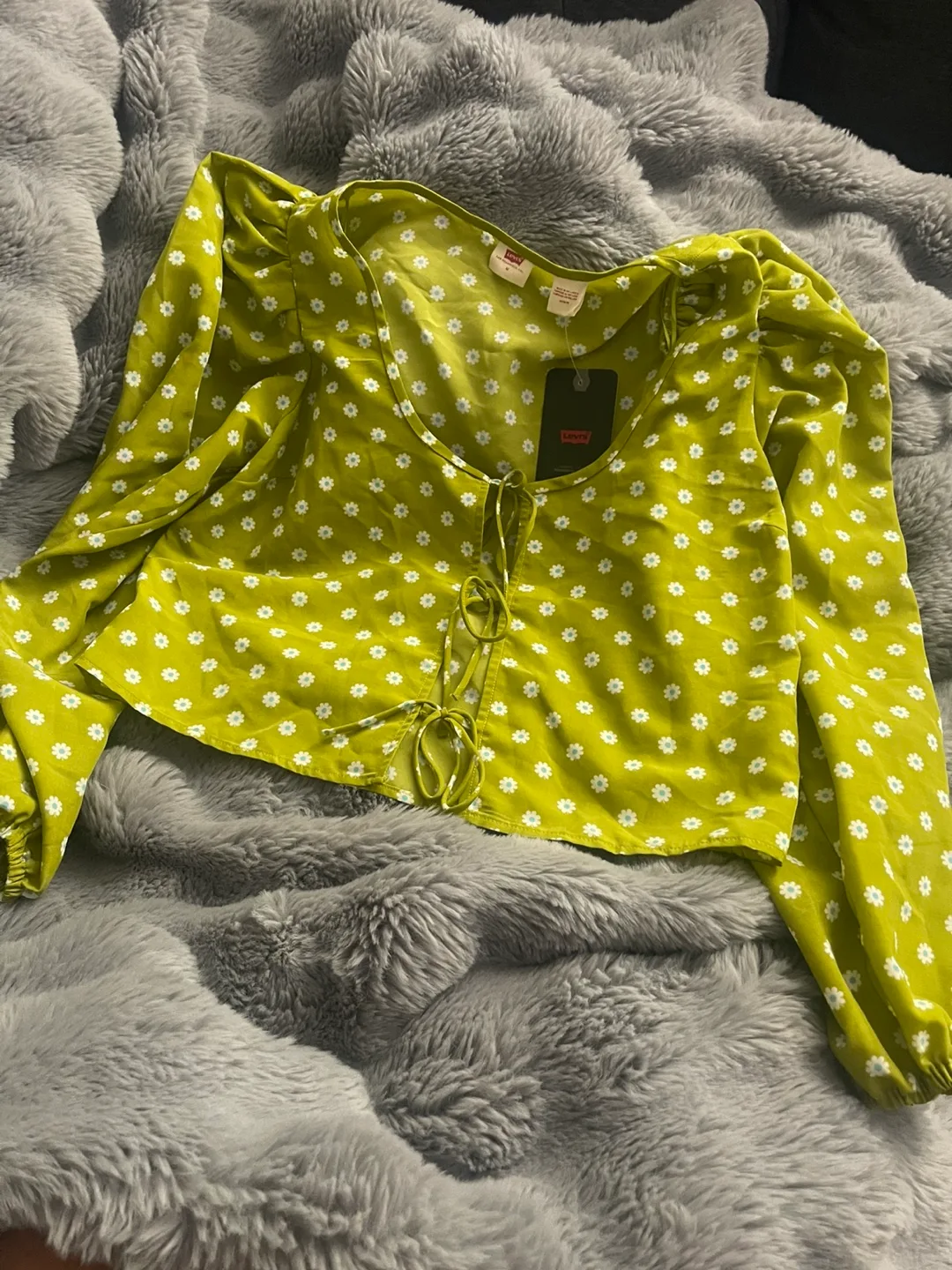 Levi's Olive Green Daisy Print Blouse thumbnail