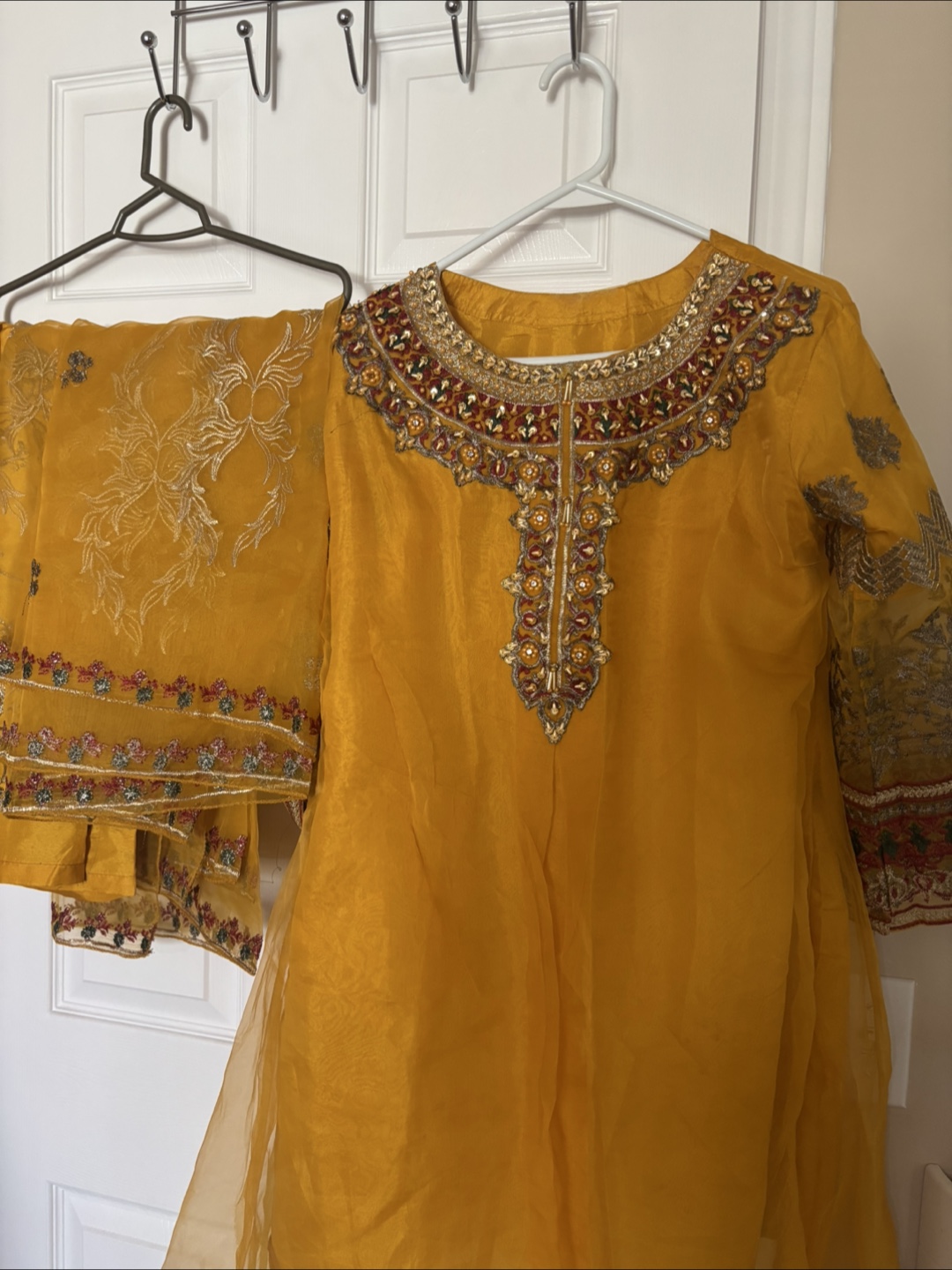 Gorgeous Mustard Yellow Embroidered Shalwar Kameez - photo 2