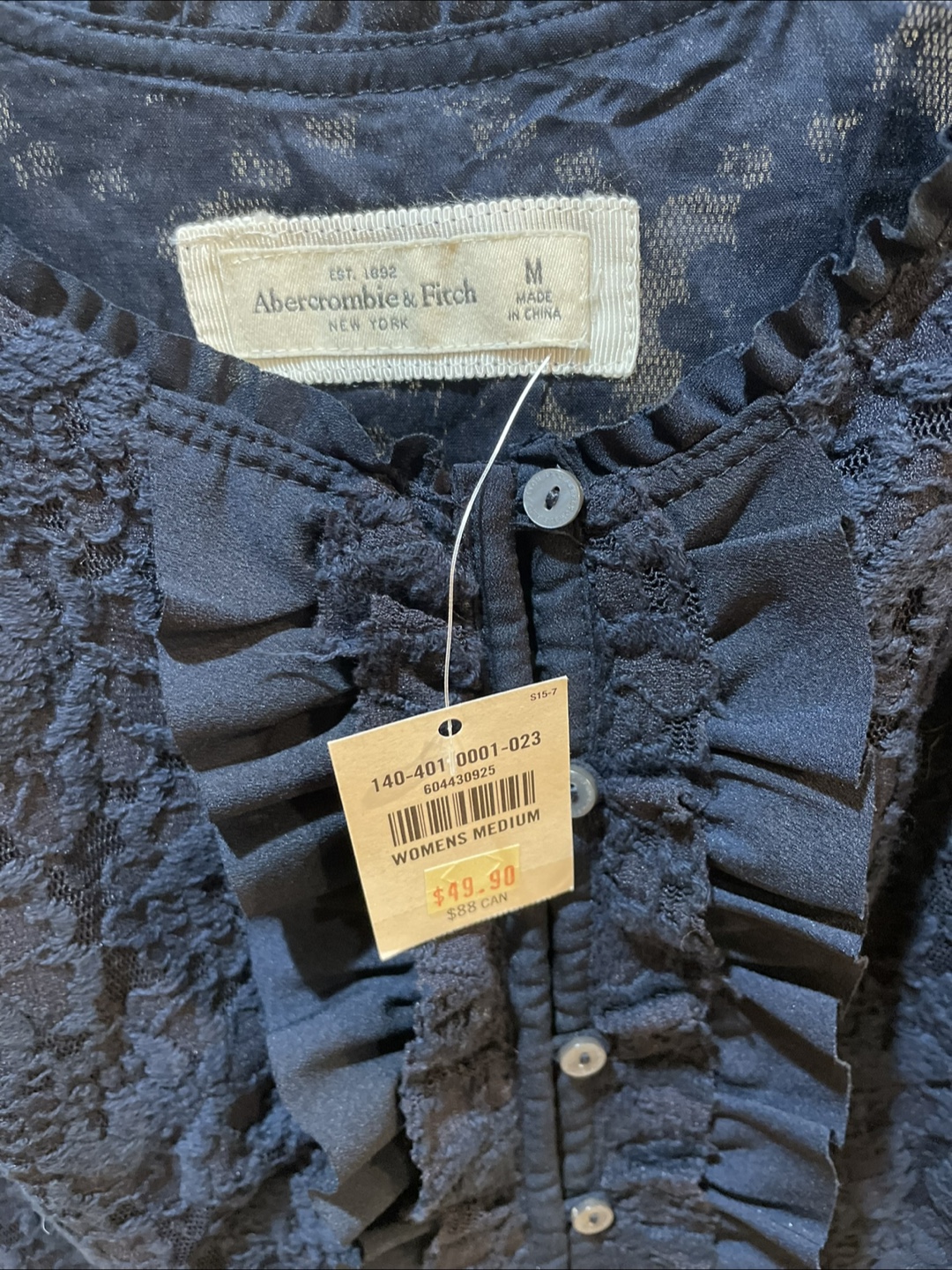 Abercrombie & Fitch Women's Navy Blue Lace Tank Top - photo 2