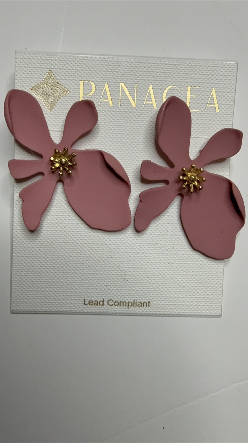 Panacea Blush Pink Flower Statement Earrings