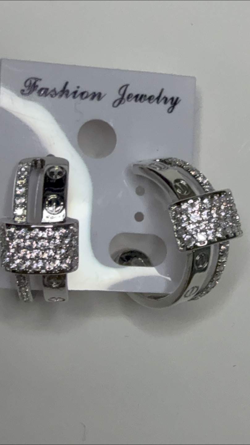 Silver Cubic Zirconia Hoop Earrings